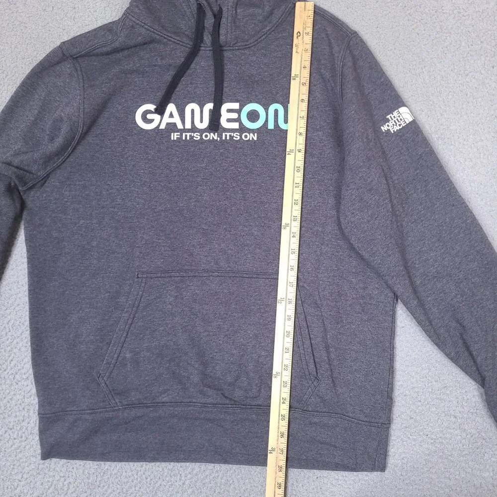 The North Face‎ Hoodie Mens Large Gray Game On Print Pullover Sweatshirt